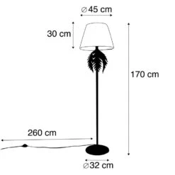 QAZQA Vintage Vloerlamp Goud Met Plisse Kap Wit 45 Cm - Botanica -Leen Bakker 1000031866 0102