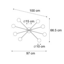 QAZQA Moderne Plafondlamp Goud 8-lichts Met Smoke Glas - Athens -Leen Bakker 1000031875 0102