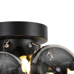 QAZQA Design Plafondlamp Zwart Met Smoke Glas 3-lichts - Uvas -Leen Bakker 1000031879 0103