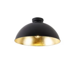 QAZQA Plafondlamp Zwart Met Goud 42 Cm Verstelbaar - Magnax