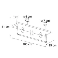 QAZQA IndustriÃ«le Plafondlamp Zwart Met Hout 3-lichts - Shelf -Leen Bakker 1000037699 0102