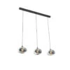 QAZQA Art Deco Hanglamp Zwart 3-lichts Met Smoke Glas - Busa