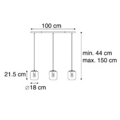 QAZQA Design Hanglamp Zwart Met Smoke Glas 3-lichts - Bliss -Leen Bakker 1000039509 0102