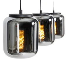 QAZQA Design Hanglamp Zwart Met Smoke Glas 3-lichts - Bliss -Leen Bakker 1000039509 0103