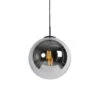 QAZQA Art Deco Hanglamp Zwart Met Smoke Glas 1-lichts - Pallon