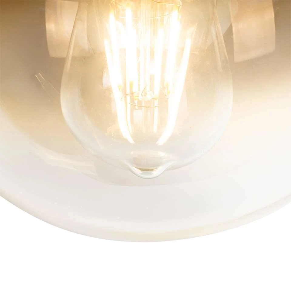 QAZQA Art Deco Hanglamp Zwart Met Goud Glas 20 Cm - Pallon 2 QAZQA Art Deco Hanglamp Zwart Met Goud Glas 20 Cm - Pallon - Afbeelding 2