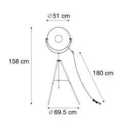 QAZQA Vloerlamp Zwart Met Goud 51 Cm Verstelbaar Tripod - Magnax -Leen Bakker 1000039549 0102