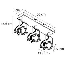 QAZQA IndustriÃ«le Spot Zwart 3-lichts - Suplux -Leen Bakker 1000039559 0102