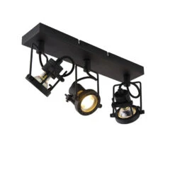 QAZQA IndustriÃ«le Spot Zwart 3-lichts - Suplux