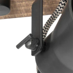 QAZQA Landelijke Spot Zwart Met Hout 3-lichts Verstelbaar - Jelle -Leen Bakker 1000039560 0103