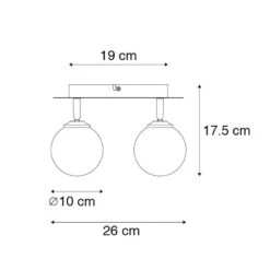 QAZQA Moderne Spot Zwart Met Smoke Glass 2-lichts - Athens 6 QAZQA Moderne Spot Zwart Met Smoke Glass 2-lichts - Athens -Leen Bakker 1000039568 0102