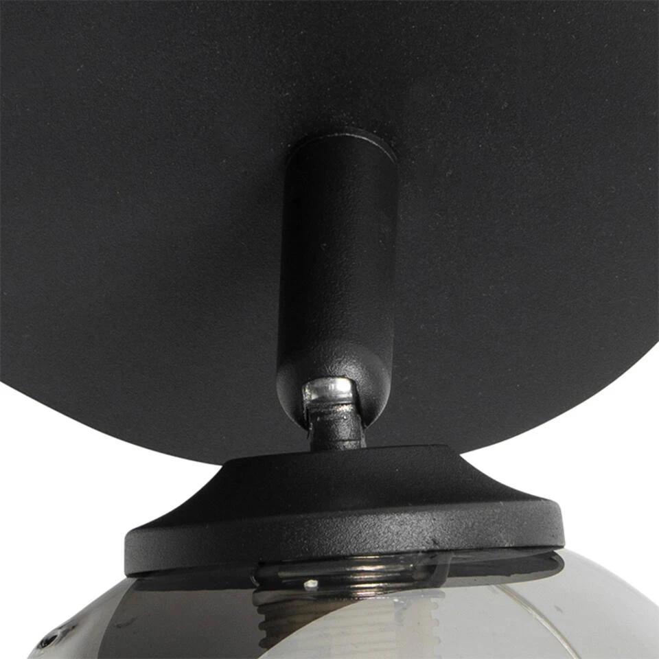 QAZQA Moderne Spot Zwart Met Smoke Glass 2-lichts - Athens 4 QAZQA Moderne Spot Zwart Met Smoke Glass 2-lichts - Athens - Afbeelding 4