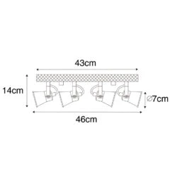 QAZQA Landelijke Spot Zwart Met Hout 4-lichts Verstelbaar - Jelle -Leen Bakker 1000039583 0102