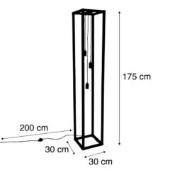 QAZQA IndustriÃ«le Vloerlamp Zwart 3-lichts - Big Cage -Leen Bakker 1000043895 0102