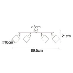 QAZQA Moderne Plafondlamp Zwart 89,5 Cm 4-lichts Verstelbaar - Hetta 6 QAZQA Moderne Plafondlamp Zwart 89,5 Cm 4-lichts Verstelbaar - Hetta -Leen Bakker 1000043905 0102