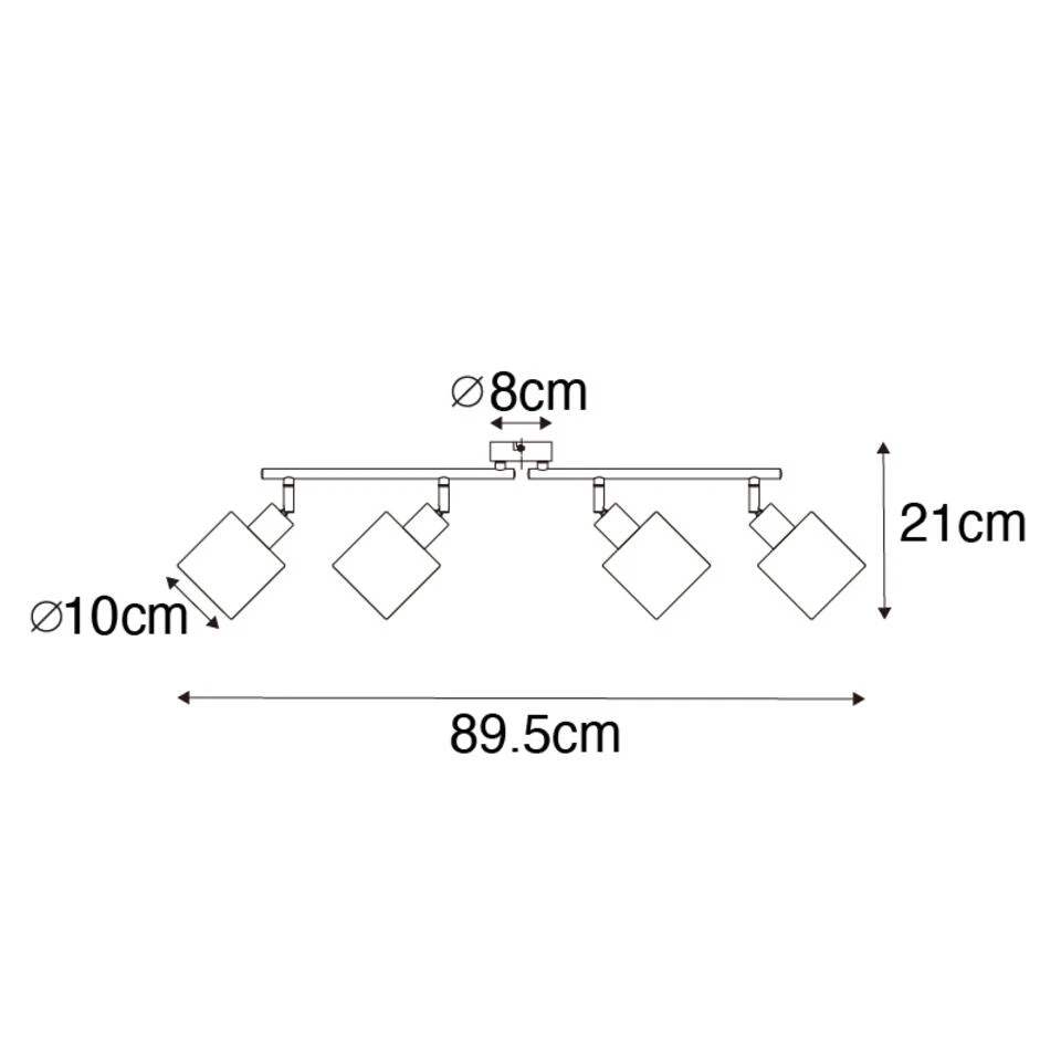 QAZQA Moderne Plafondlamp Zwart 89,5 Cm 4-lichts Verstelbaar - Hetta 3 QAZQA Moderne Plafondlamp Zwart 89,5 Cm 4-lichts Verstelbaar - Hetta - Afbeelding 3