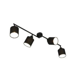 QAZQA Moderne Plafondlamp Zwart 89,5 Cm 4-lichts Verstelbaar - Hetta