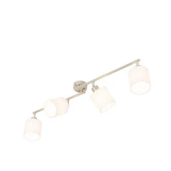 QAZQA Plafondspot Staal Met Witte Kap 4-lichts Verstelbaar - Hetta