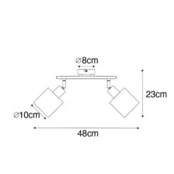 QAZQA Plafondspot Zwart Met Zwarte Kap 2-lichts Verstelbaar - Hetta -Leen Bakker 1000043907 0102
