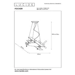 Lucide FOCKER Hanglamp - Grijs -Leen Bakker 1000044083 0102
