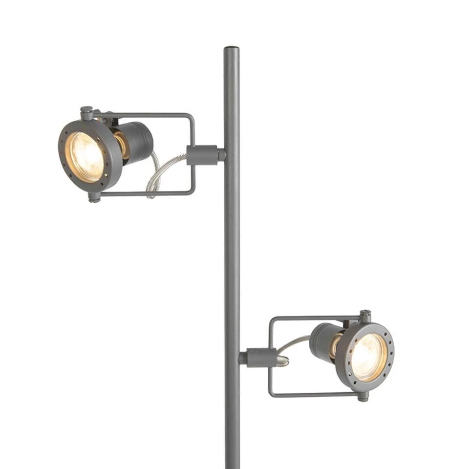 QAZQA Industriële Vloerlamp Antraciet 2-lichts - Suplux 1 QAZQA Industriële Vloerlamp Antraciet 2-lichts - Suplux