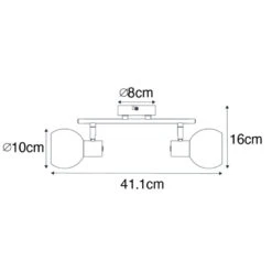 QAZQA Art Deco Plafondlamp Zwart Met Smoke Glas 2-lichts - Vidro 6 QAZQA Art Deco Plafondlamp Zwart Met Smoke Glas 2-lichts - Vidro -Leen Bakker 1000044202 0102