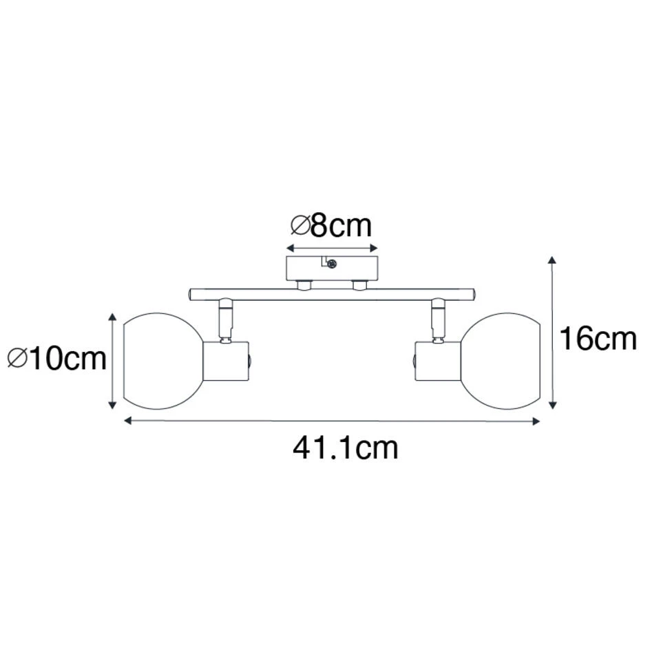 QAZQA Art Deco Plafondlamp Zwart Met Smoke Glas 2-lichts - Vidro 3 QAZQA Art Deco Plafondlamp Zwart Met Smoke Glas 2-lichts - Vidro - Afbeelding 3