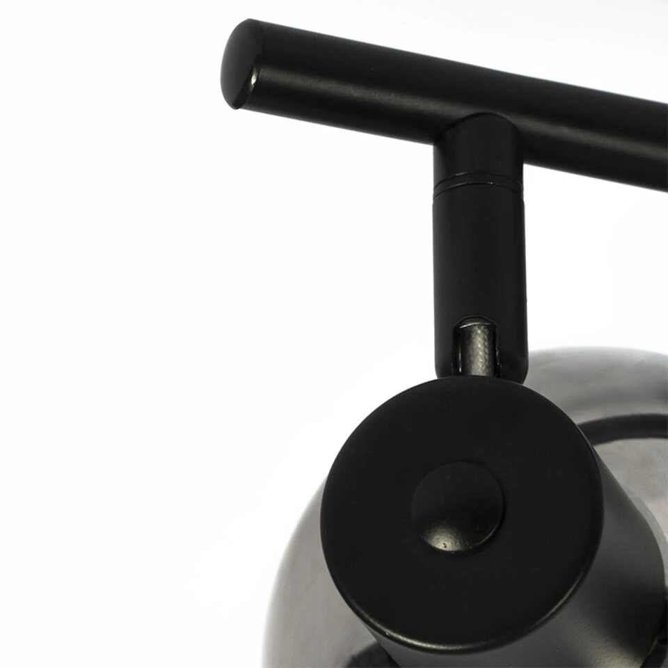 QAZQA Art Deco Plafondlamp Zwart Met Smoke Glas 2-lichts - Vidro 4 QAZQA Art Deco Plafondlamp Zwart Met Smoke Glas 2-lichts - Vidro - Afbeelding 4