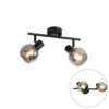 QAZQA Art Deco Plafondlamp Zwart Met Smoke Glas 2-lichts - Vidro
