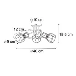 QAZQA Moderne Plafondlamp Zwart 40 Cm Rond 3-lichts - Botu -Leen Bakker 1000044207 0102
