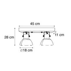 QAZQA Industriële Spot Donkergrijs Met Mango Hout 2-lichts - Mangoes -Leen Bakker 1000044209 0102