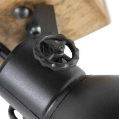 QAZQA Industriële Spot Donkergrijs Met Mango Hout 2-lichts - Mangoes -Leen Bakker 1000044209 0103