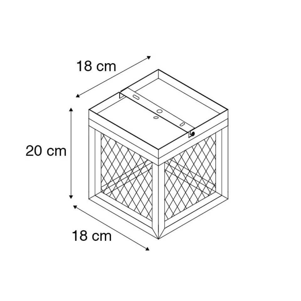 QAZQA Industriële Plafondlamp Zwart - Cage Mesh 3 QAZQA Industriële Plafondlamp Zwart - Cage Mesh - Afbeelding 3