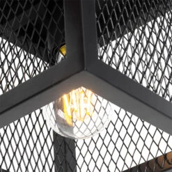 QAZQA Industriële Plafondlamp Zwart - Cage Mesh 7 QAZQA Industriële Plafondlamp Zwart - Cage Mesh -Leen Bakker 1000044214 0103