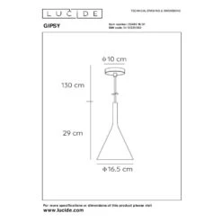 Lucide GIPSY Hanglamp - Wit -Leen Bakker 1000044627 0103