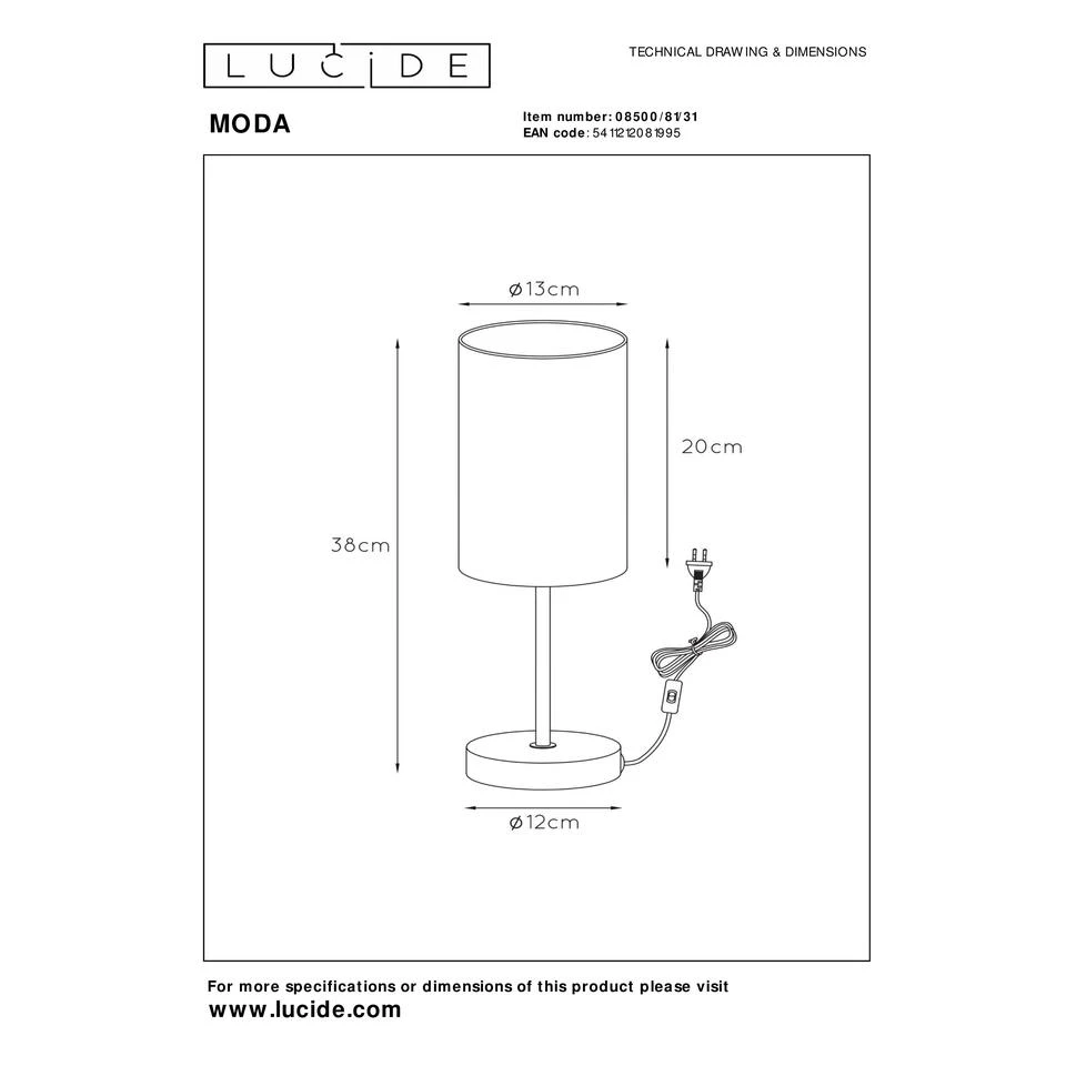 Lucide MODA Tafellamp - Wit 4 Lucide MODA Tafellamp - Wit - Afbeelding 4