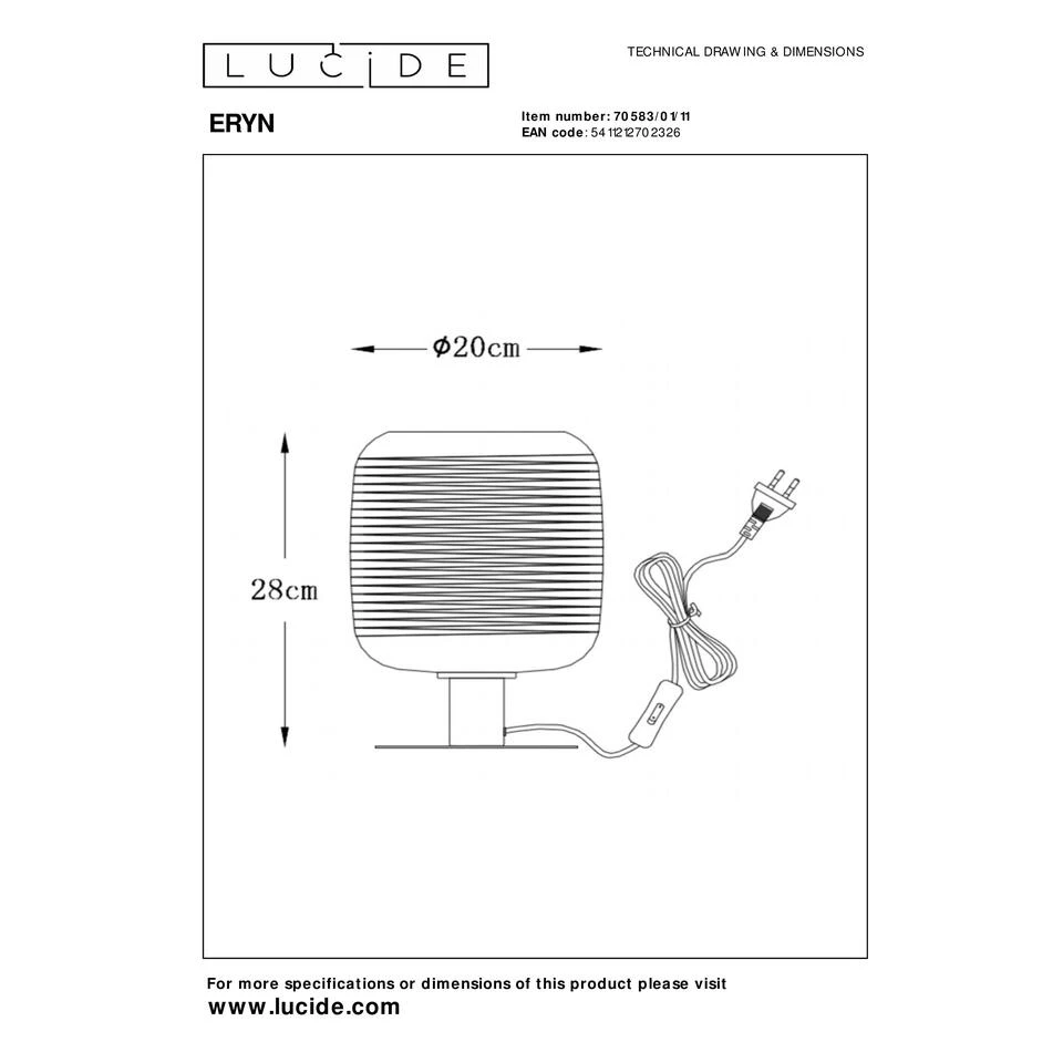 Lucide ERYN Tafellamp - Chroom 4 Lucide ERYN Tafellamp - Chroom - Afbeelding 4