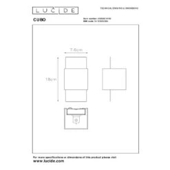 Lucide CUBO Wandlamp - Zwart -Leen Bakker 1000045123 0103