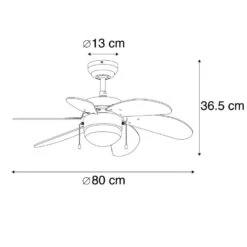 QAZQA Plafondventilator Zwart - Fresh 3 -Leen Bakker 1000045439 0102