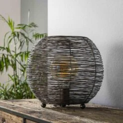 Hoyz - Tafellamp Web L - Ø35 - Zwart Nikkel - Industrieel -Leen Bakker 1000045851 0102