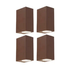 QAZQA Set Van 4 Industriële Wandlampen Roestbruin IP44 - Baleno II