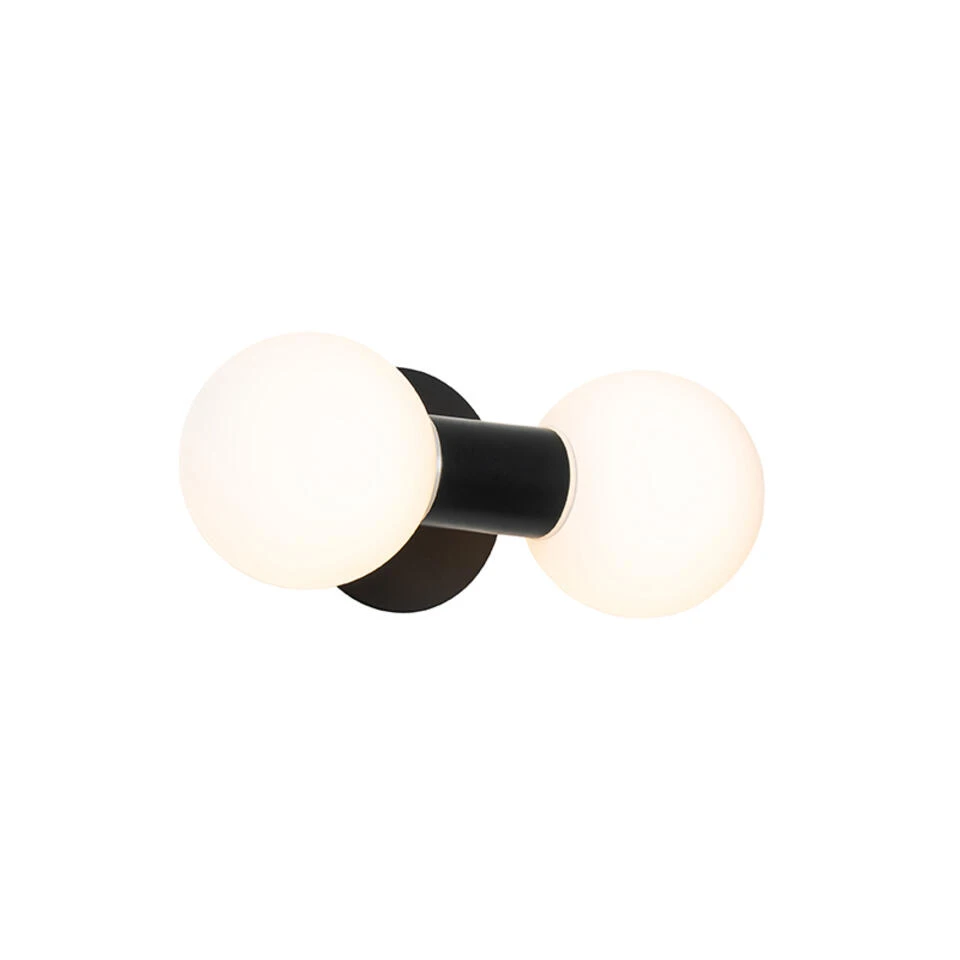 QAZQA Moderne Wandlamp Zwart IP44 2-lichts - Cederic 2 QAZQA Moderne Wandlamp Zwart IP44 2-lichts - Cederic - Afbeelding 2