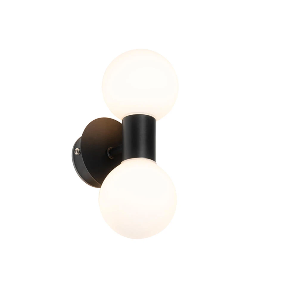 QAZQA Moderne Wandlamp Zwart IP44 2-lichts - Cederic 1 QAZQA Moderne Wandlamp Zwart IP44 2-lichts - Cederic
