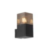 QAZQA Moderne Buiten Wandlamp Zwart IP44 Met Smoke Glas - Denmark