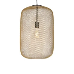 QAZQA Moderne Zwart Met Gouden Hanglamp - Bliss Mesh