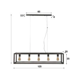 Industriële Hanglamp Lucas 5L - 25x125x150 Cm - Metaal - Zilverkleurig -Leen Bakker 1000047510 0103