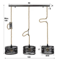 Hanglamp Twista -3 Lampen - 30x122x150 Cm - Metaal - Grijs -Leen Bakker 1000047534 0102