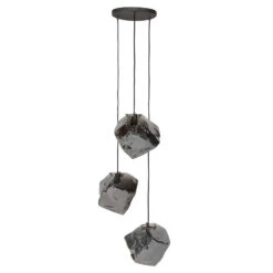 Industriële Hanglamp Rocks 3L Chrome - 50x50x150 Cm - Glas - Zilverkleurig -Leen Bakker 1000047536 0103