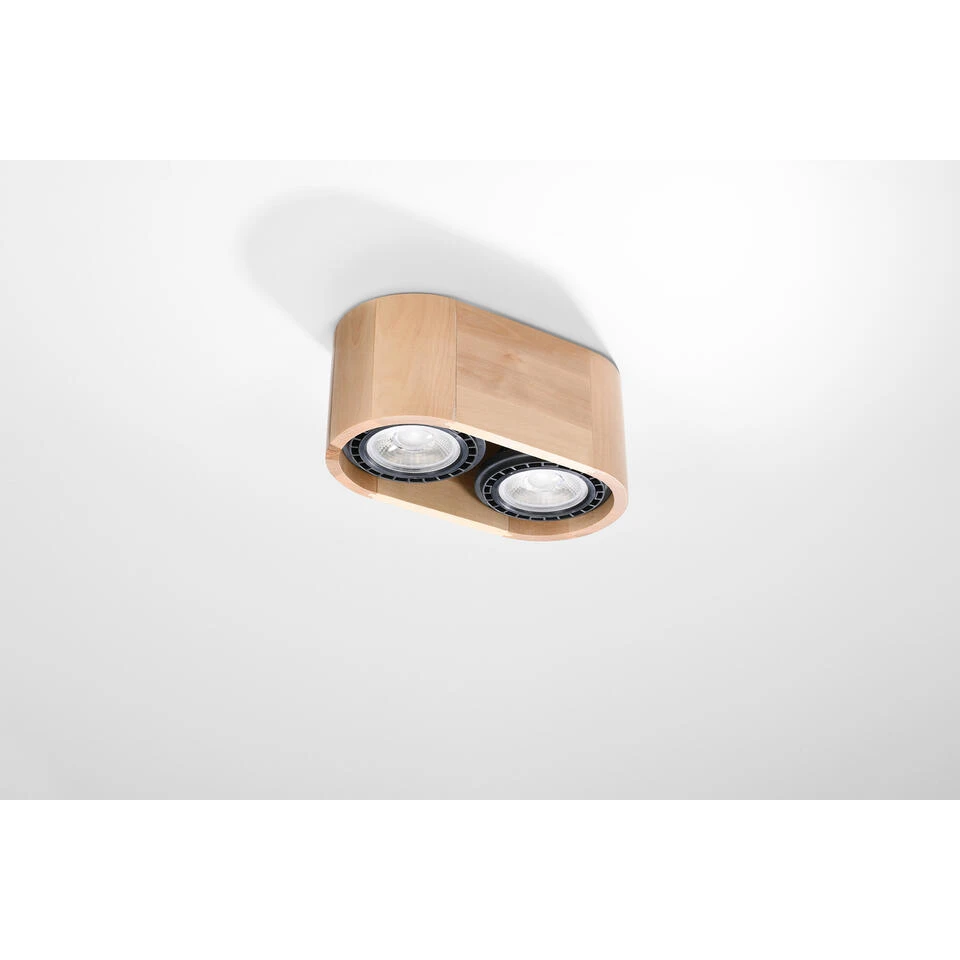 Sollux Plafondlamp Basic - 2 Lichts - 25 X10 Cm - Bruin 2 Sollux Plafondlamp Basic - 2 Lichts - 25 X10 Cm - Bruin - Afbeelding 2