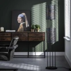 Industriële Vloerlamp Armoor 2-lichts Zwart Bruin 150x28x150 Cm Metaal -Leen Bakker 1000047615 0103